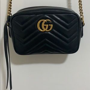 Black Gucci marmot mini leather bag